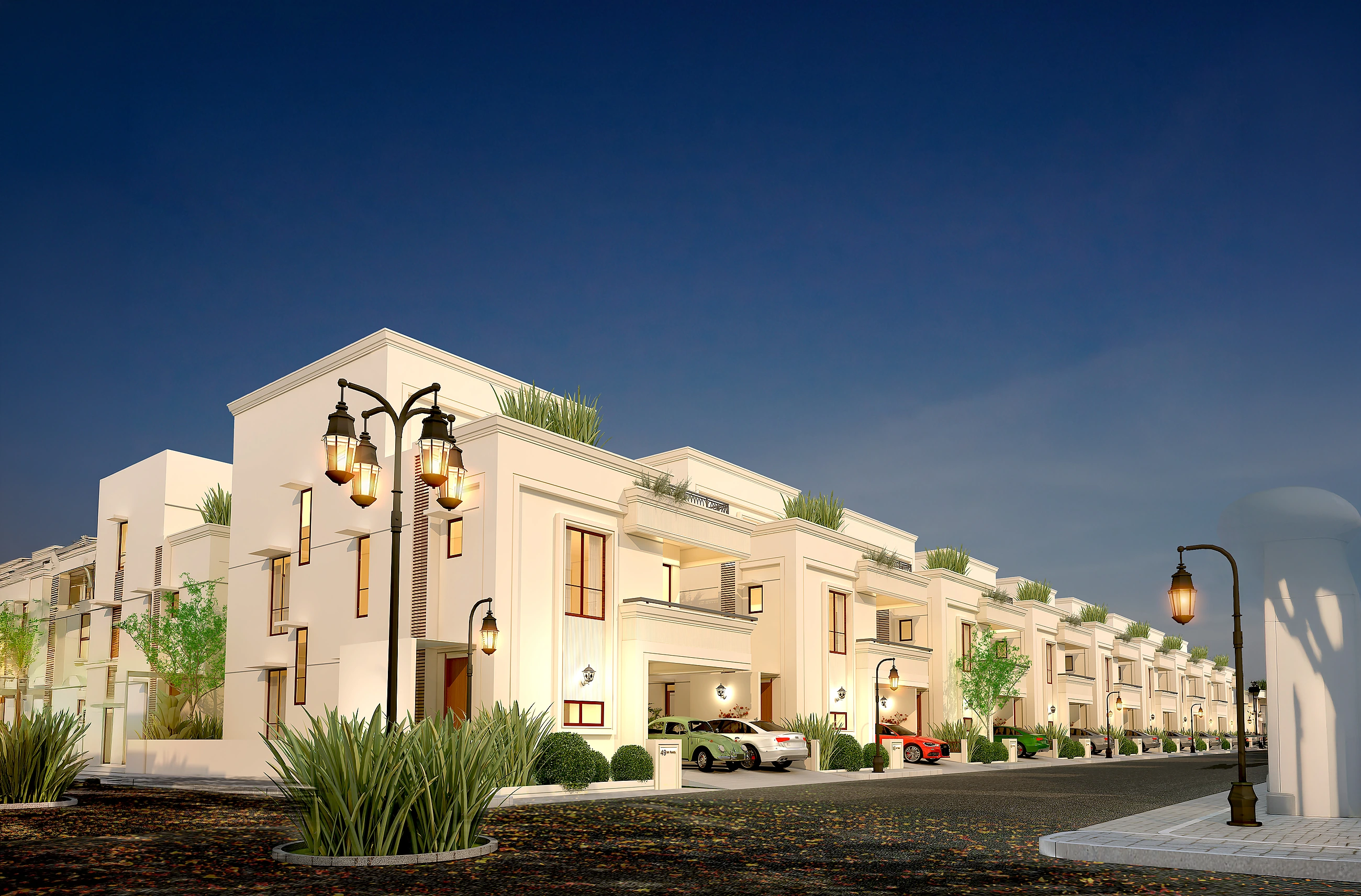Arcadia Premium landscaped villa street lighting view