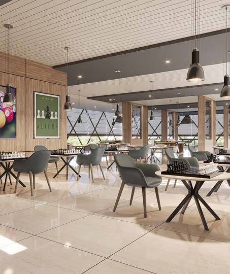 Cafeteria and co-working space at Club Ixora