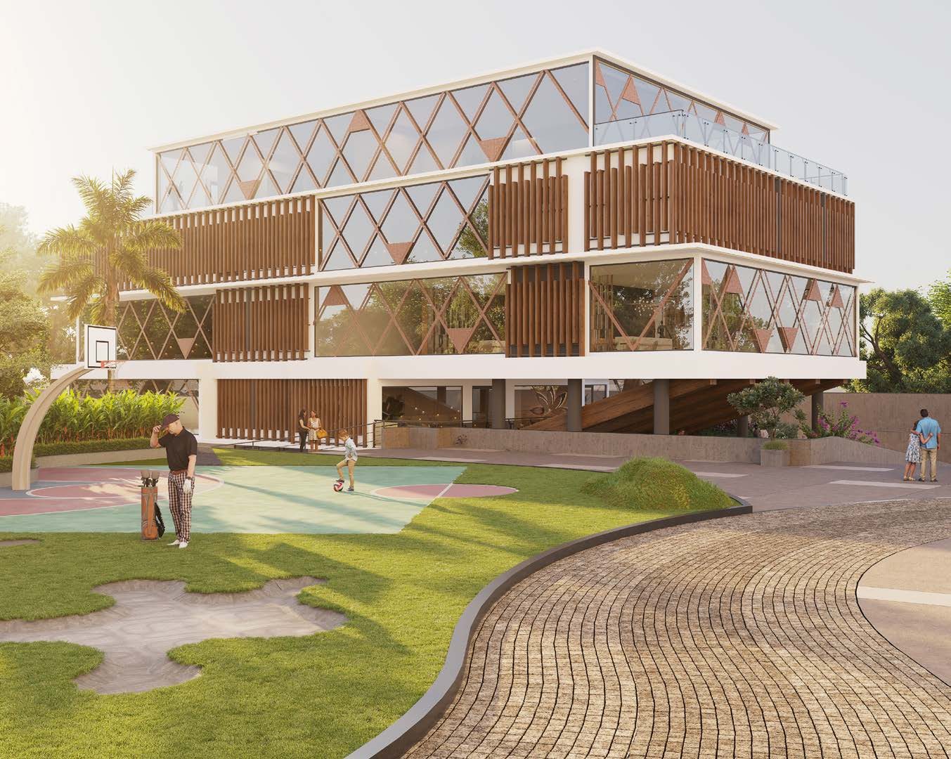 Club Ixora with outdoor lawns, play areas and walkways