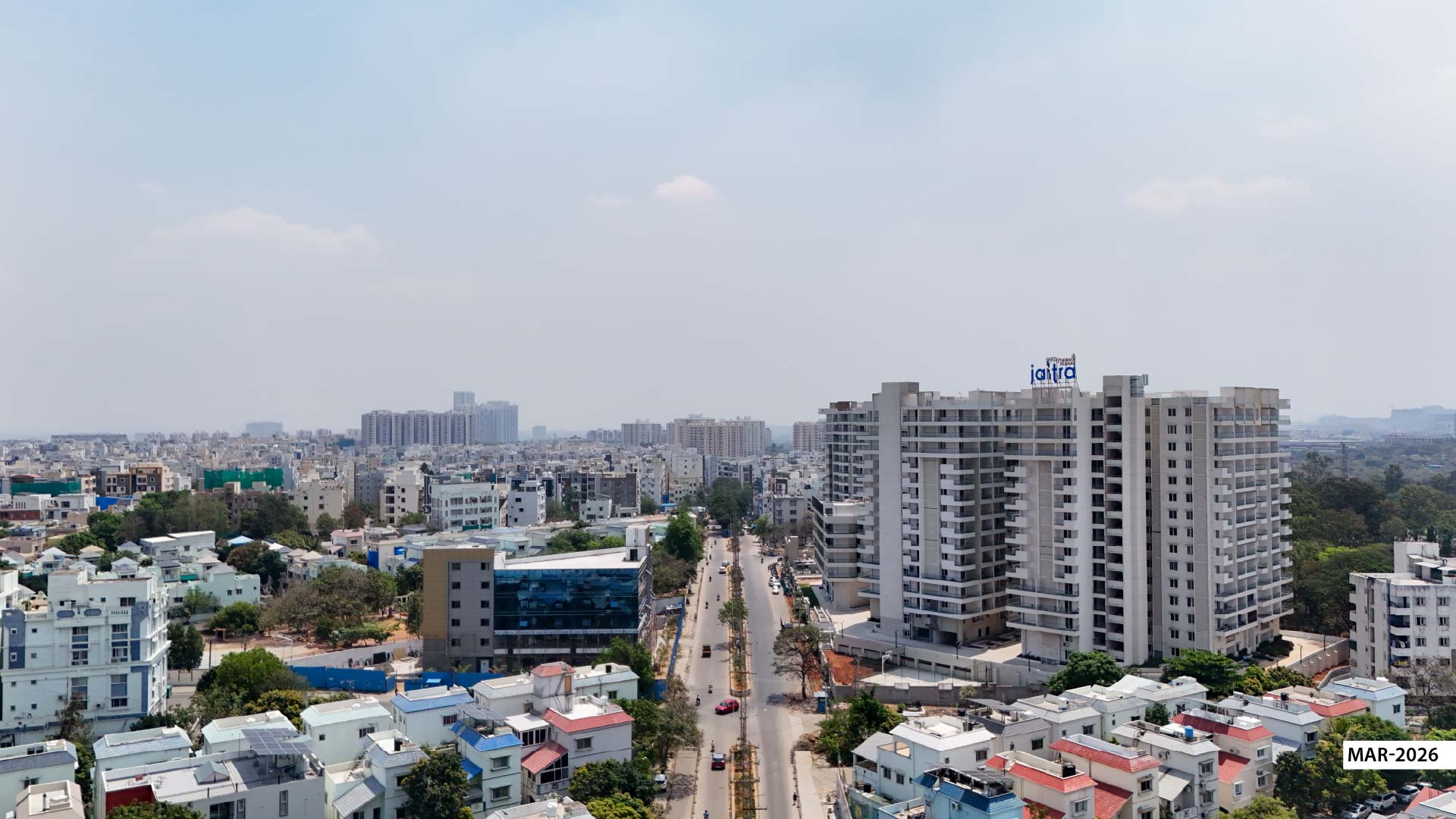 Jaitra towers overlooking open greens