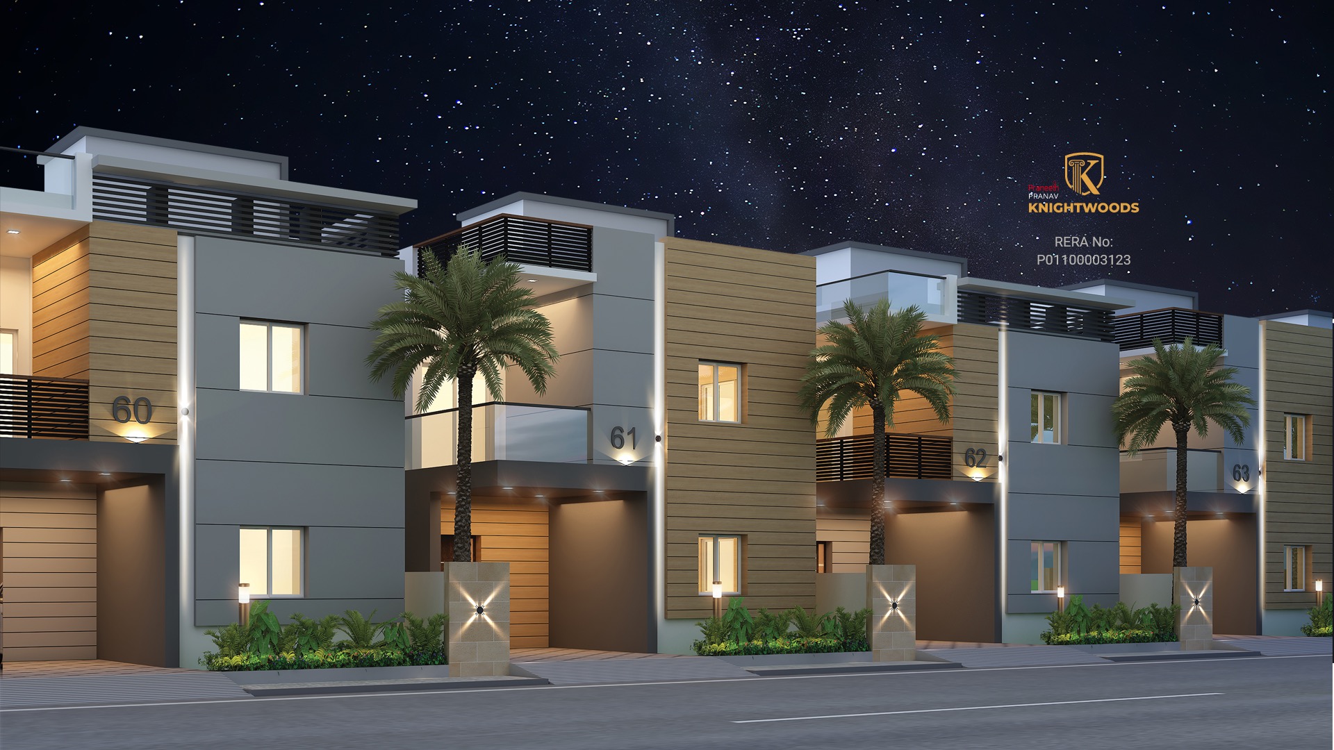 Triplex villa elevation at Knightwoods