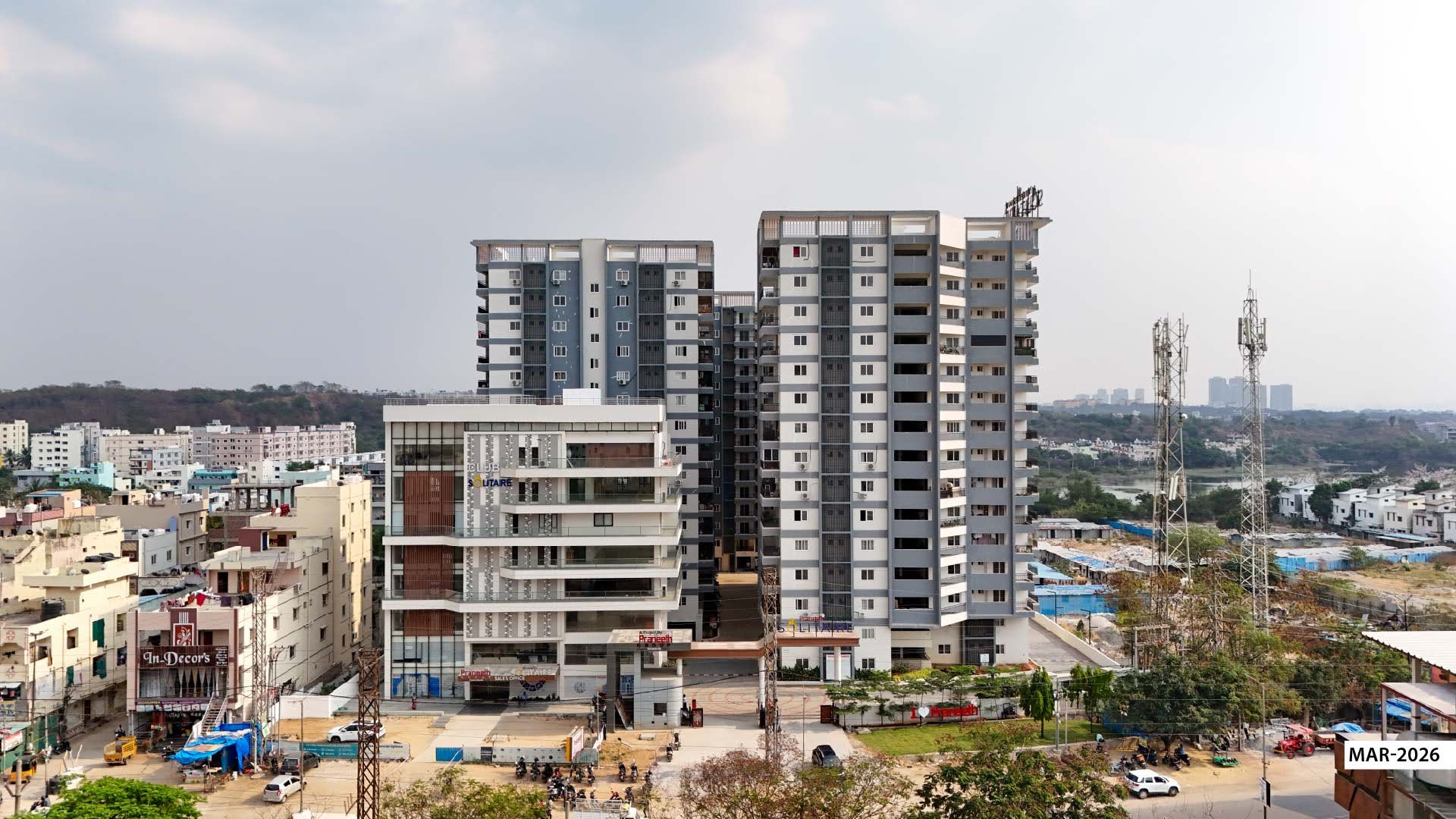 Solitaire towers framed by trees